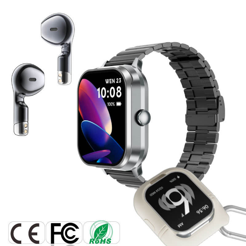 Bracelet en acier argenté avec revêtement en silicone.