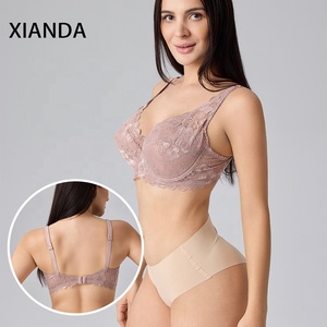 XIANDA OEM ODM Soutien-gorge push-up sans rembourrage en dentelle florale à couleur unie pour femme, bonnet 3/4 fixe, dos surdimensionné avec crochet, soutien-gorge à armatures - Product Image 1