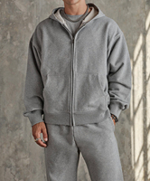 Blouson à capuche zippé en molleton épais 360G pour homme, style rétro délavé à l'acide, coupe oversize ample, finition brute et effet usé, faible MOQ