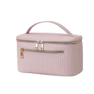 Custom Cosmetic Bag Grande capacidade impermeável portátil multifuncional armazenamento lavagem saco viagem PU couro maquiagem saco para as mulheres