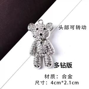 Fornitura all'ingrosso di ciondoli di lusso con orsetto in metallo tempestato di diamanti, per decorazione di custodie per cellulari, con gancio, fai da te - Product Image 2