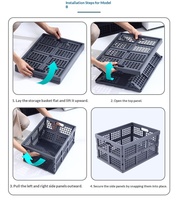 Caissons de rangement pliables en plastique de 65 L avec cadre empilable et poignée intégrée