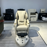 Fauteuil de pédicure électrique de luxe, fauteuil de spa pour les pieds en PU matelassé avec bassin en cristal pour salon de manucure haut de gamme