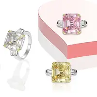 Изящное 925 пробы Серебряное бриллиантовое кольцо с сияющими розовыми/белыми/желтыми драгоценными камнями с кубическим цирконием кольца для женщин