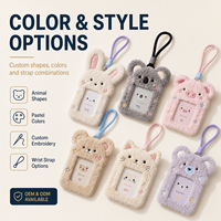 Porte-cartes d'identité en peluche personnalisé en gros, étui à cartes transparent avec fenêtre motif animal mignon, cadeau promotionnel, logo personnalisé OEM ODM
