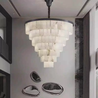 Luminaires suspendus industriels réglables en hauteur pour salon, en cuivre, avec base d'ampoule E14, marbre naturel noir, LED blanc chaud