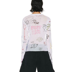 Magliette a rete da <span class=keywords><strong>donna</strong></span> Sexy <span class=keywords><strong>Slim</strong></span> <span class=keywords><strong>Fit</strong></span> a maniche lunghe con stampa grafica personalizzata di alta qualità - Product Image 6