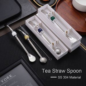 Reusable Drinking Water Filter <b>Straw</b> <b>Metal</b> <b>Straws</b> for Drinks Tea Spoon Stainless Steel - Product Image 2