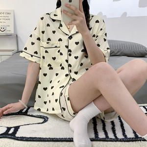 Ensemble de pyjamas pour filles à manches courtes avec impression de nuages bon marché, vêtements de nuit pour chiots, vêtements de salon d'été, vêtements de nuit pour femmes - Product Image 5