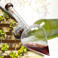 Bouteille de carafe transparente automatique faite à la main Casier à vin en bois de haute qualité Portable verre métal Logo personnalisé pour le vin