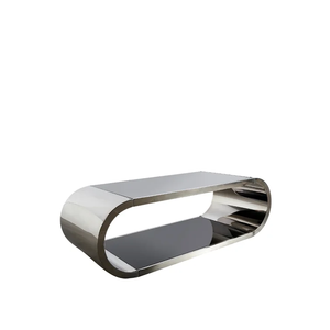 Modern Luxury <strong>Oval</strong> Shaped Stainless Steel <strong>Coffee</strong> <strong>Tables</strong> with Tempered Glass Top for Home or Hotel Living Room Furniture - Product Image 4
