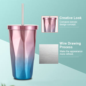 Gobelet isotherme à double paroi en acier inoxydable de 16 oz avec paille, tasse de voyage pour café - Product Image 2