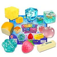 Lot de 4 jouets anti-stress souples jaunes en forme de boulettes de beurre et de fromage, à rebond lent, en boîte
