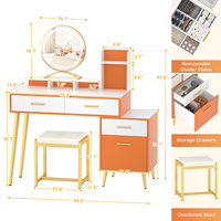 Lampes de coiffeuse modernes à LED, ensemble de table de maquillage lumineuse et colorée avec miroir, grand tabouret de dressing pour chambre, salle de bain, salle à manger, petit espace 3