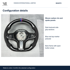 Volant Nu Personnalisé en Fibre de Carbone pour BMW G20, avec Marquage Tricolore, Poignées Texturées, Jante Plate, Cadre de Montage Ouvert Sport BG20TC - Product Image 2