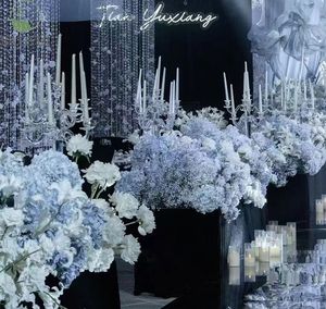 Decorazione del soffitto della sala per matrimoni rifiniti in acrilico pezzi appesi sfondo del palcoscenico di nozze oggetti di scena decorativi per tenda con perline - Product Image 6