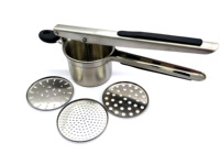 Handmatige siliconen aardappelpureeknijper en -stamper met 3 verwisselbare schijven, heavy-duty keukenhulp SUN Well Model 01BB022