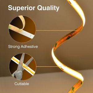 Bande <span class=keywords><strong>LED</strong></span> COB BERIXDEEP 480 <span class=keywords><strong>LED</strong></span>/m 24V 8mm <span class=keywords><strong>de</strong></span> large 11W/m découpable CRI92+ IP20 sans points lumineux, intensité variable pour armoire, miroir, étagère - Product Image 2