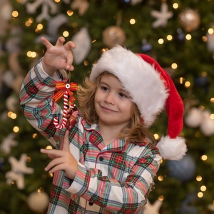 Ensemble d'ornements de Noël en bois avec Père Noël, Bonhomme de neige, petites cannes et cannes à bonbons, décorations en bois artisanales pour suspendre à l'arbre de Noël - Product Image 4