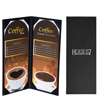Porte-menu de restaurant avec logo personnalisé 4,25\" X 14\" Porte-menu en cuir PU à double vue