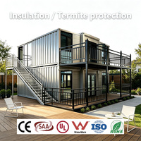 Vivienda Modular de Alta Resistencia de 2 Pisos con Escaleras Metálicas Exteriores, Casa de Vacaciones Prefabricada, Portátil, para Glamping
