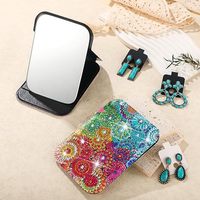 5D diamant peinture dessin animé Double face pleine perceuse acrylique fleur pliable et debout miroir de maquillage