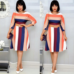 Offre Spéciale Afrique Robes Pour Les femmes Bonne Qualité Numérique Impression Couture <span class=keywords><strong>Grande</strong></span> Taille Banlieue Robe Avec Ceinture - Product Image 2