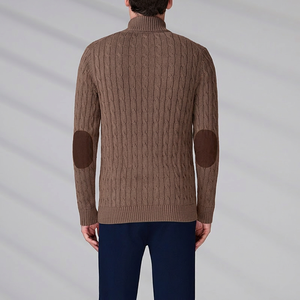 Custom Knitted Jacket Polo Knitwear Classic Men's Winter Long Sleeve Cable Full Zip Cotton Sweater Cardigan - Product Image 4