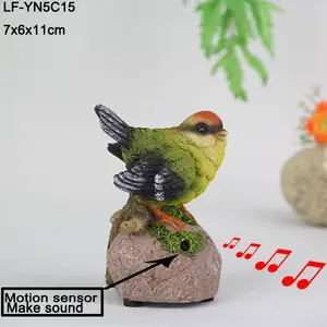 动作动画聚树脂花园运动传感器鸟，促销树脂定制传感器唱歌鸟