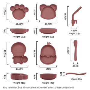 Vaisselle pour enfants sans Bpa vaisselle avec paille Assiettes et cuillères en silicone pour enfants animaux alimentation bébé ensemble de sevrage à LED - Product Image 2