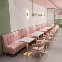 Ensemble de tables et de chaises en marbre de restaurant Offre Spéciale, banc de stand en cuir coloré, ensemble de chaises de café pour hôtel