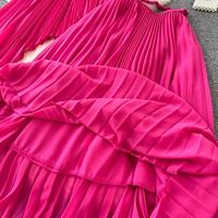 Ensemble décontracté 2 pièces pour femmes haut à licou et robe plissée en mousseline de soie ensemble Ropa vente en gros