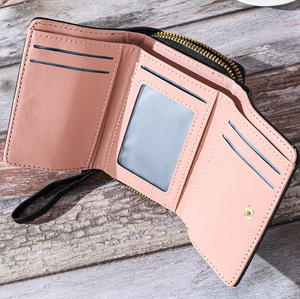 Monedero Corto Impermeable con Cierre de Cremallera para Mujer, Monedero Triple Plegable de Moda, Tarjetero Múltiple, Mini Monedero para Monedas de Poliéster - Product Image 3