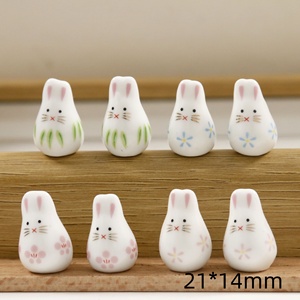 Phim Hoạt Hình 21*14Mm Đầy Màu Sắc Gốm Sứ Đất Sét Đính Cườm Handmade 3D Hoa Động Vật Thỏ Lỏng Đính Cườm Quyến Rũ Cho Tự Làm Đồ Trang Sức Làm - Product Image 3