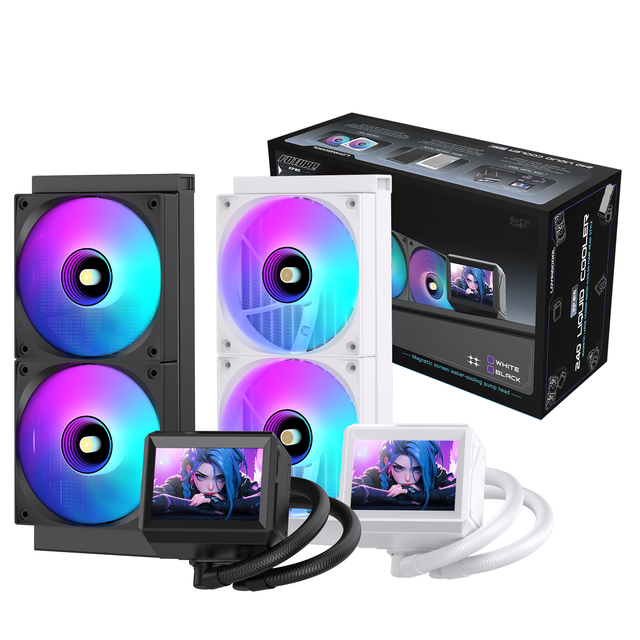 LOVINGCOOL ARGB AIO Liquid Cooler 240mm High-Speed PWM Fans 3.5 Inch LCD Screen Square Radiator Water Cooler for Processor