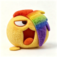 Weimei Spielzeug Maßgefertigte Kawaii-Form Emoticon Plüschfigur Regenbogen-Fell Dekoration Gesichtsstickerei Kreatives Sammlerstück Stofftier