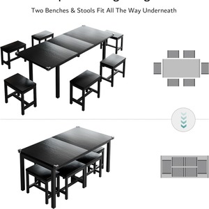 Manufacturer's modern minimalist dining <b>table</b> and stool combination, extendable, suitable <b>for</b> <b>small</b> apartments and home use, - Product Image 4