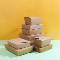 Maßgefertigte Einweg-Fast-Food-Verpackungsbox aus Kraftpapier Quadratischer To-Go-Behälter Hamburger-Box für Restaurants zum Mitnehmen
