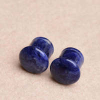 Vendeur chaud Sodalite Single Flare Plug avec rainure bouchons d'oreille Tunnel percé pierre naturelle Piercing bijoux en gros
