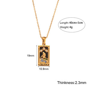 Collar con Colgante Retro Europeo y Americano, de Acero Inoxidable Electrochapado, Rectangular, con Zirconia y Diseño de Carta del <span class=keywords><strong>Tarot</strong></span> - Product Image 2