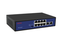 Switch Jaringan HEDY Standard Poe 8-Port 10/100Mbps 2 Port Uplink Proteksi Lonjakan Arus Common-Mode 6KV Mode VLAN/WATCH DOG/STANDAR