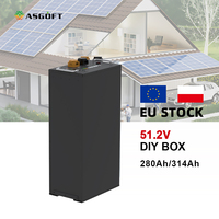 ASGOFT Kit DIY de haute qualité 16 pièces 51,2V 280A 304AH BMS JK 200A avec boîtes de batterie métalliques séparées IP65 et supports d'affichage pour l'énergie domestique