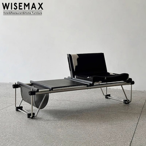 WISEMAX FURNITURE Modern home hotel lobby <span class=keywords><strong>legno</strong></span> struttura <span class=keywords><strong>in</strong></span> metallo e <span class=keywords><strong>panca</strong></span> <span class=keywords><strong>in</strong></span> pelle di mucca <span class=keywords><strong>con</strong></span> tavolino per soggiorno - Product Image 2