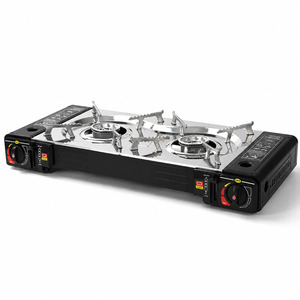 Estufa de Gas Portátil de Doble Quemador para Camping, Cocina Exterior con Combustible de Butano y Propano, Control de Llama Ajustable y Protección de Seguridad - Product Image 2