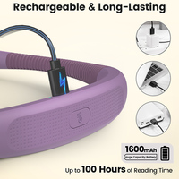 Lampe de lecture LED portable ergonomique pour le cou, rechargeable par USB, 1600 mAh, longue durée, flexible, pour les voyages, vente en gros