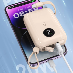 Mini banco de potência 10000 mAh simples portátil universal de carregamento rápido 10000mAh banco de potência PD20W cabos embutidos - Product Image 4