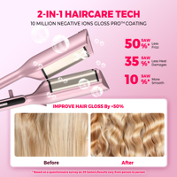 Alat Pengeriting Rambut Deep Wave dengan Layar LED, Pelat Keramik Turmalin, Pemanasan Cepat PTC, Mati Otomatis, Stok Tersedia