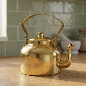 Classic Brass Tea Kettle With <b>Lid</b> Metal Handle Water <b>Pot</b> Kettles - Product Image 3