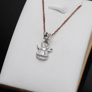 Pendentif Couronne d'Ange en Argent S925 DIY Européen-Américain avec Plateau pour Perles de 7-7,5 mm, Accessoires de Bijouterie 618 - Product Image 5