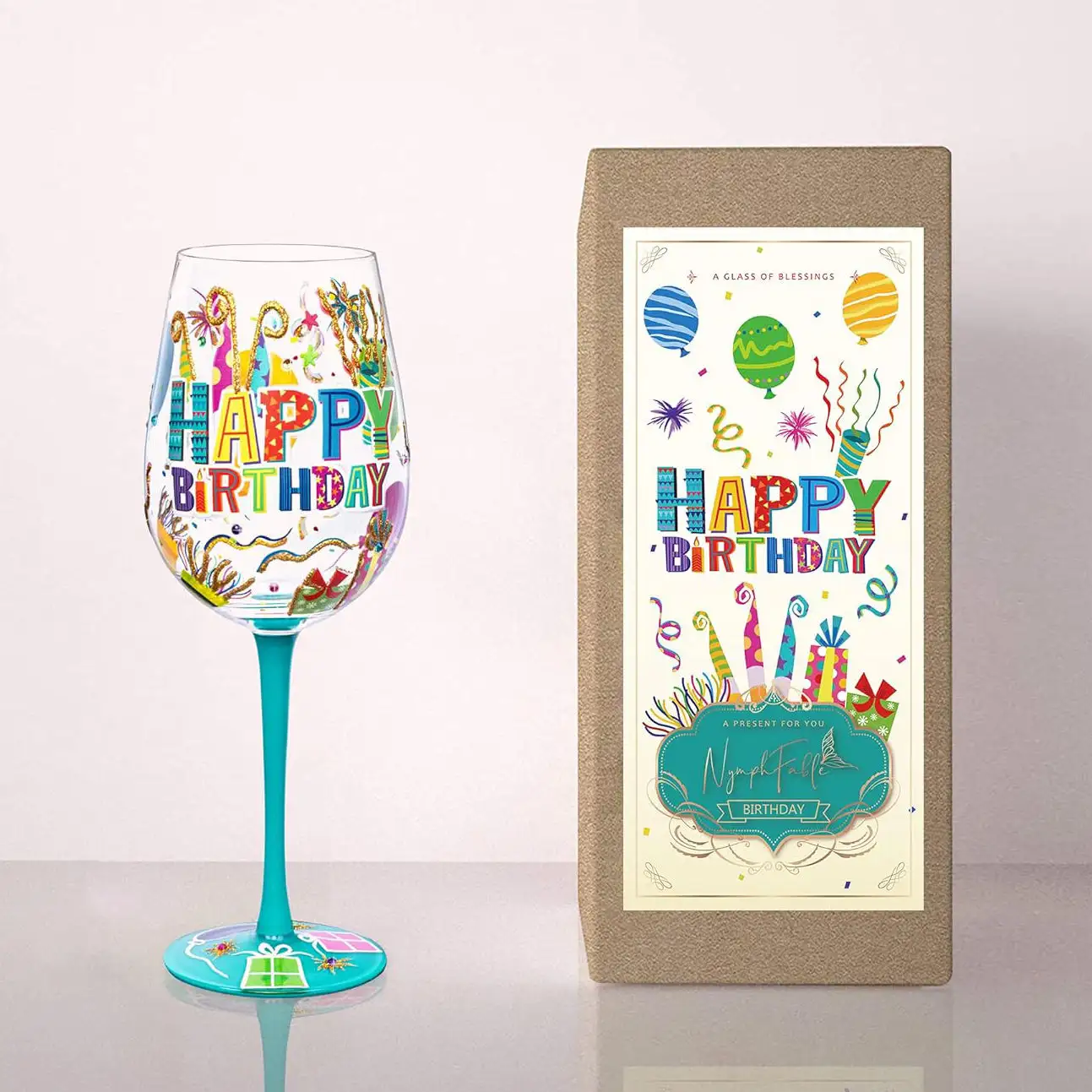 2024 bán buôn lễ hội lựa chọn món quà đầy màu sắc in ấn cốc thủy tinh cốc thủy tinh cho món quà sinh nhật